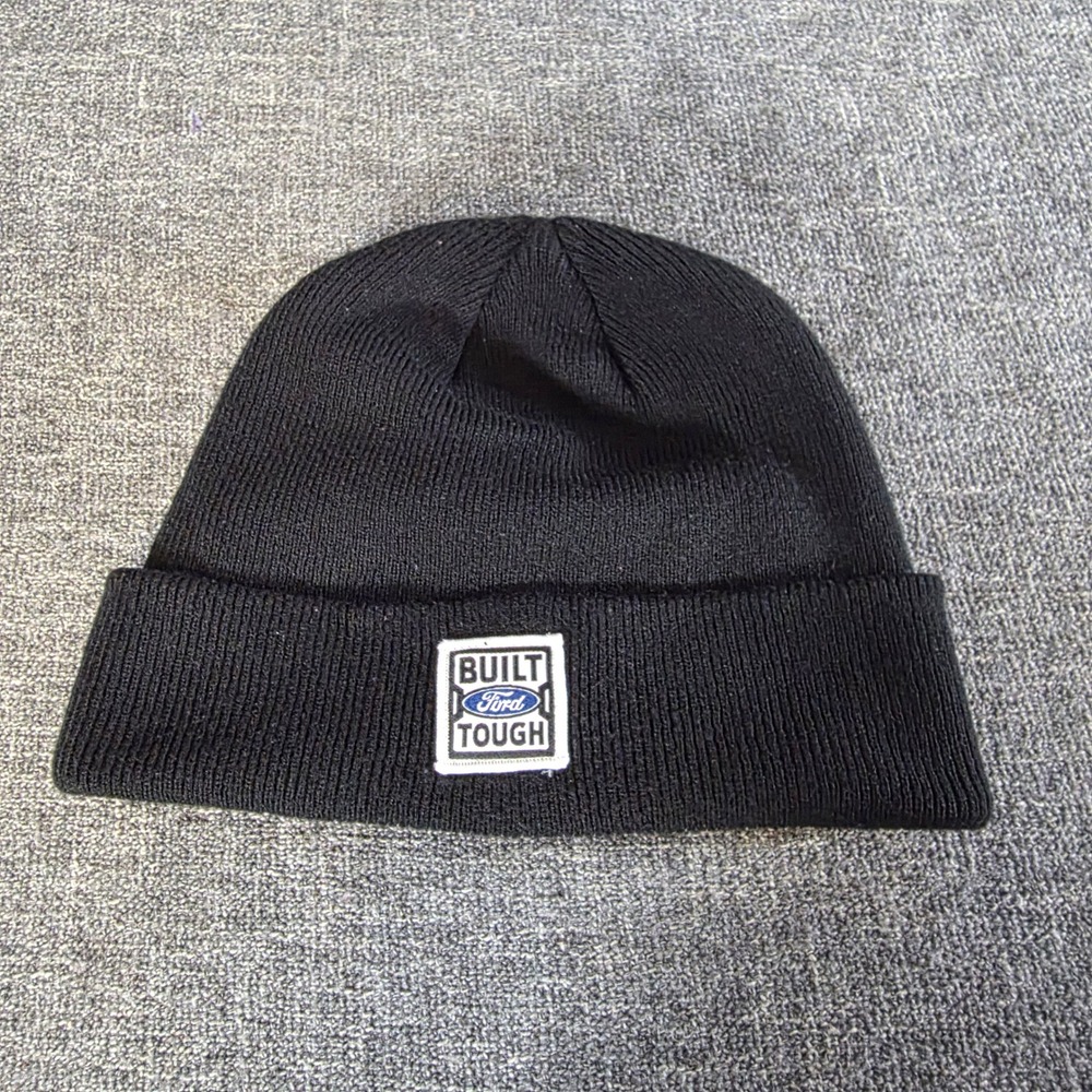 Ford Built Ford Tough Black Knit Cuffed Beanie Hat FD201589 Official Licensed